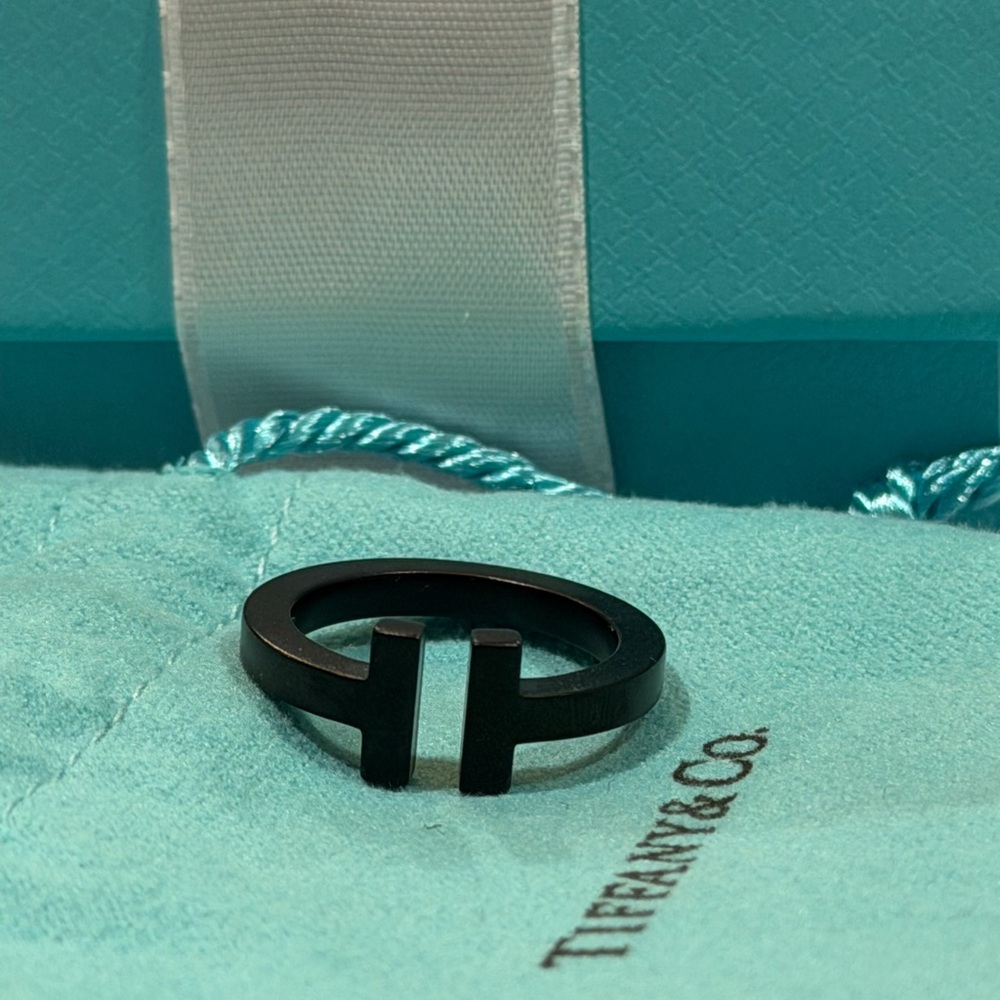 Tiffany & Co. T-Square Ring, Stainless Steel, Black